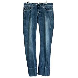 Rock & Republic Jeans Women Size 28 Blue Whiskered Stone Wash Y2K Bootcut Denim